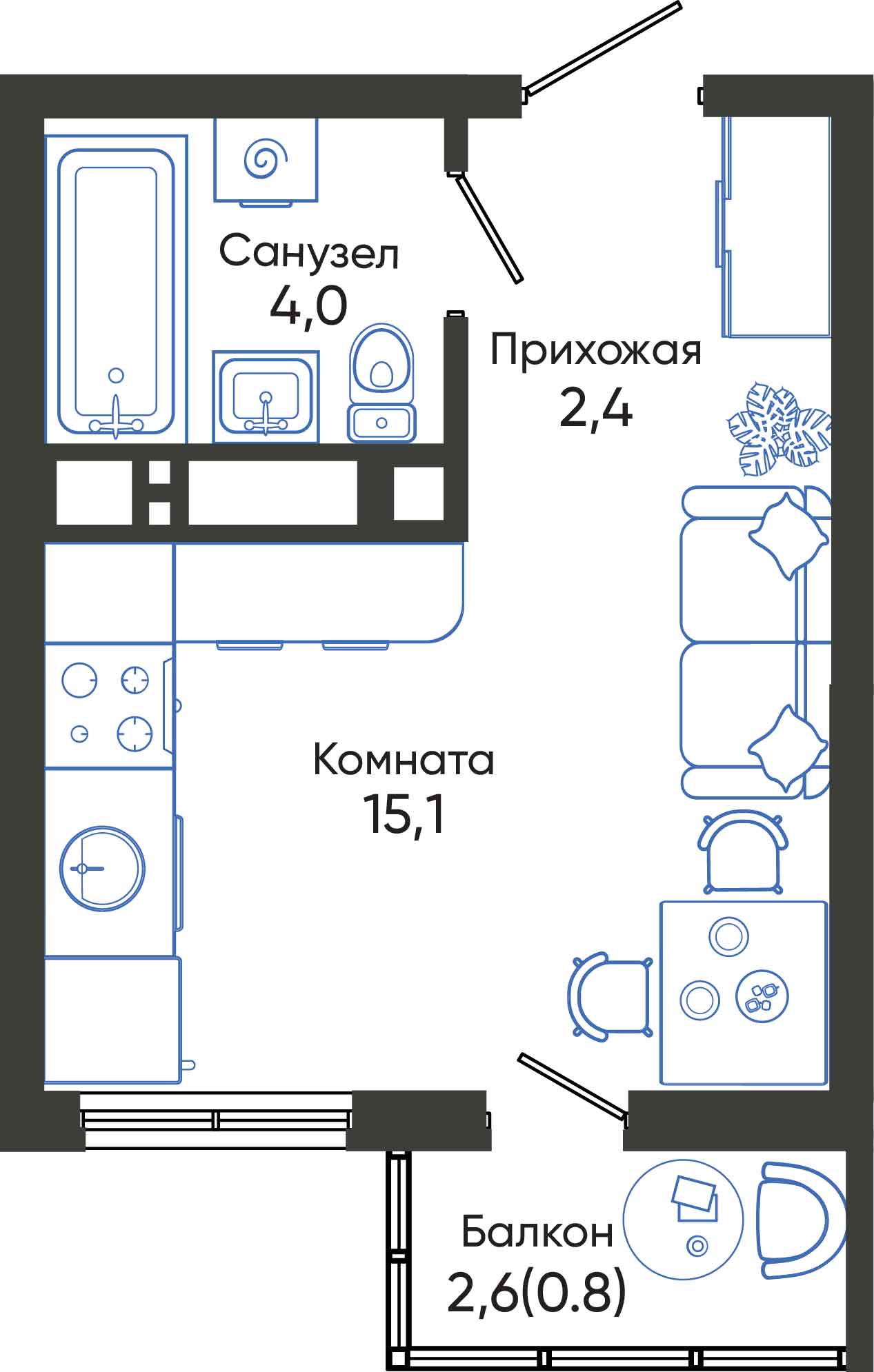 Планировка: Лот · 22,3 м²