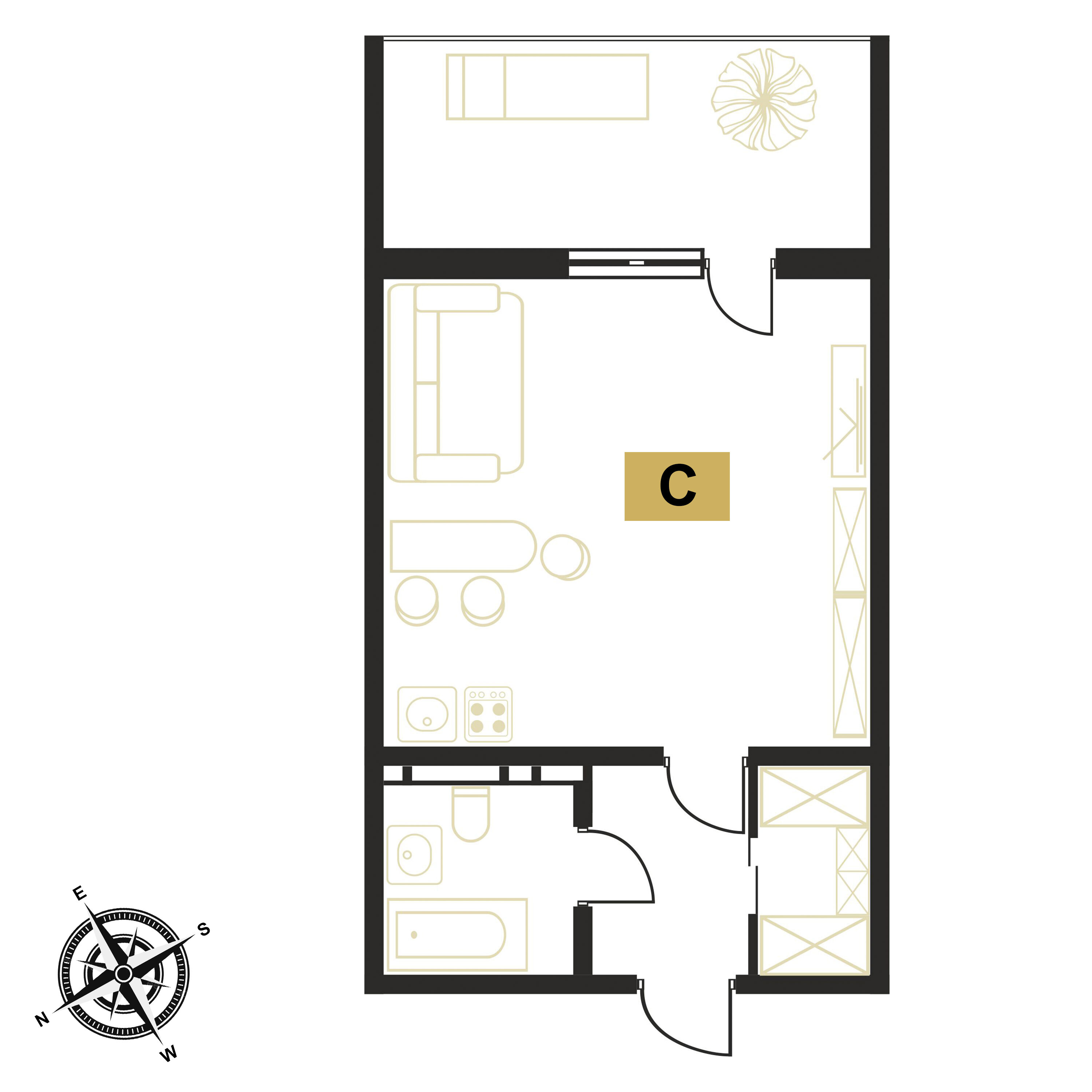 Планировка: Студия · 39,9 м²