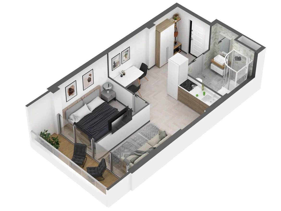 Планировка: 1-комнатная · 37,1 м²