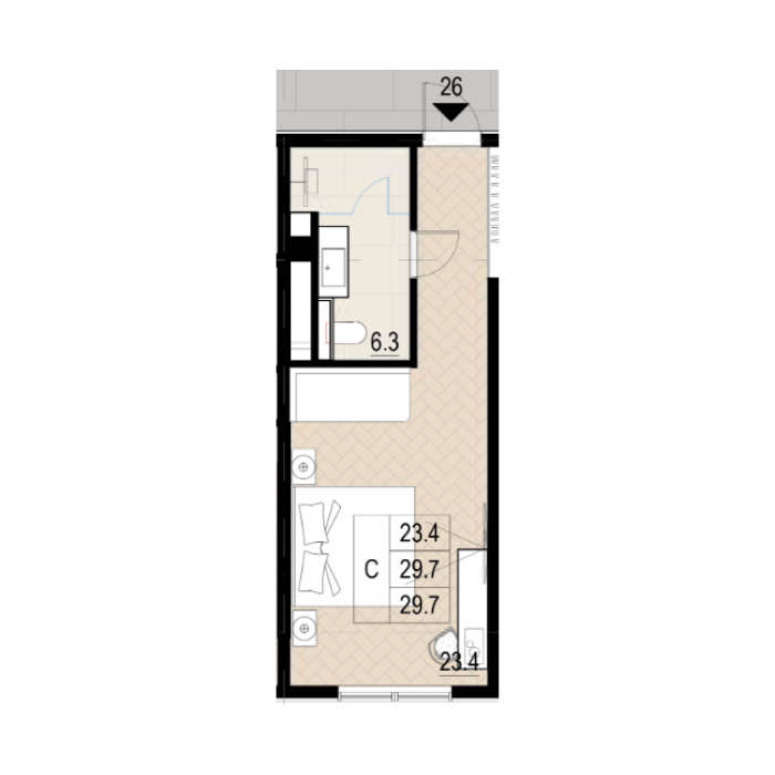 Планировка: Лот · 29,7 м²