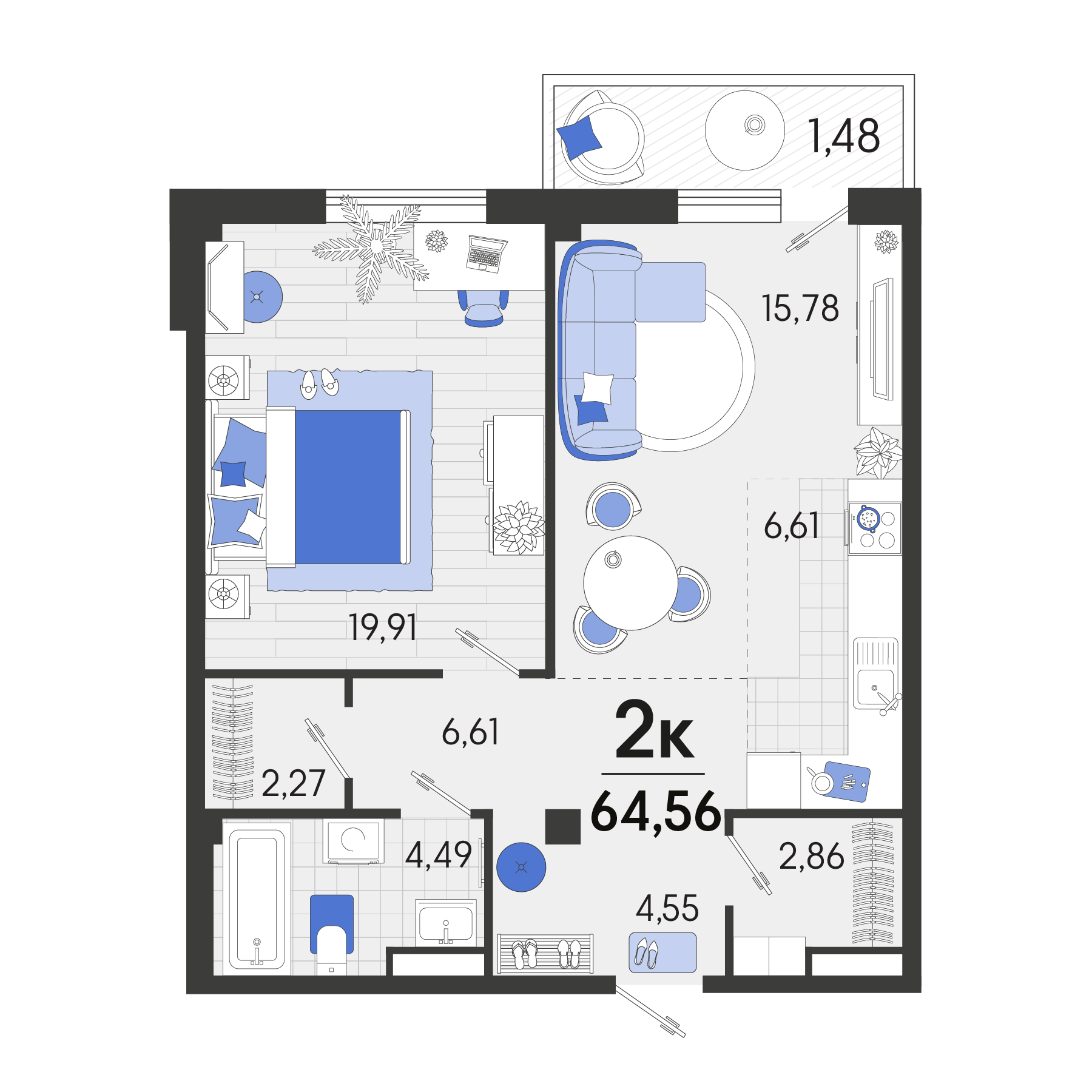 Планировка: Лот · 64,87 м²