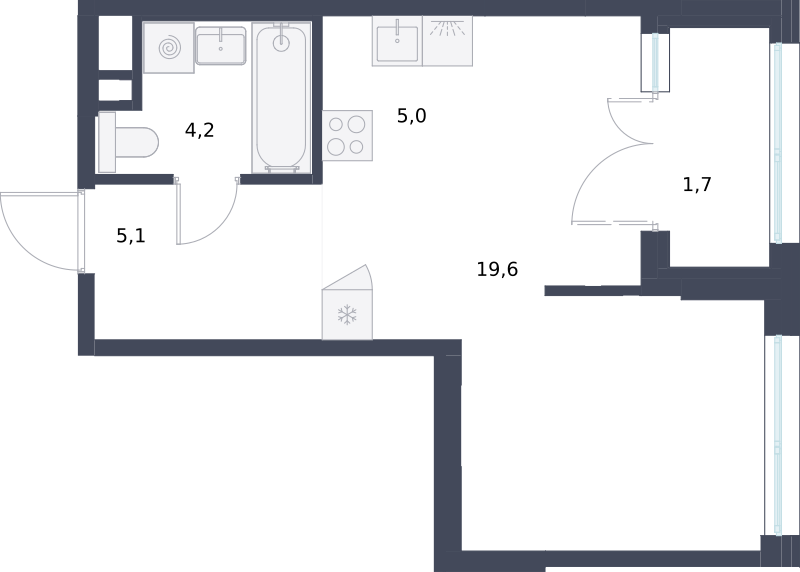 Планировка: Студия · 35,6 м²