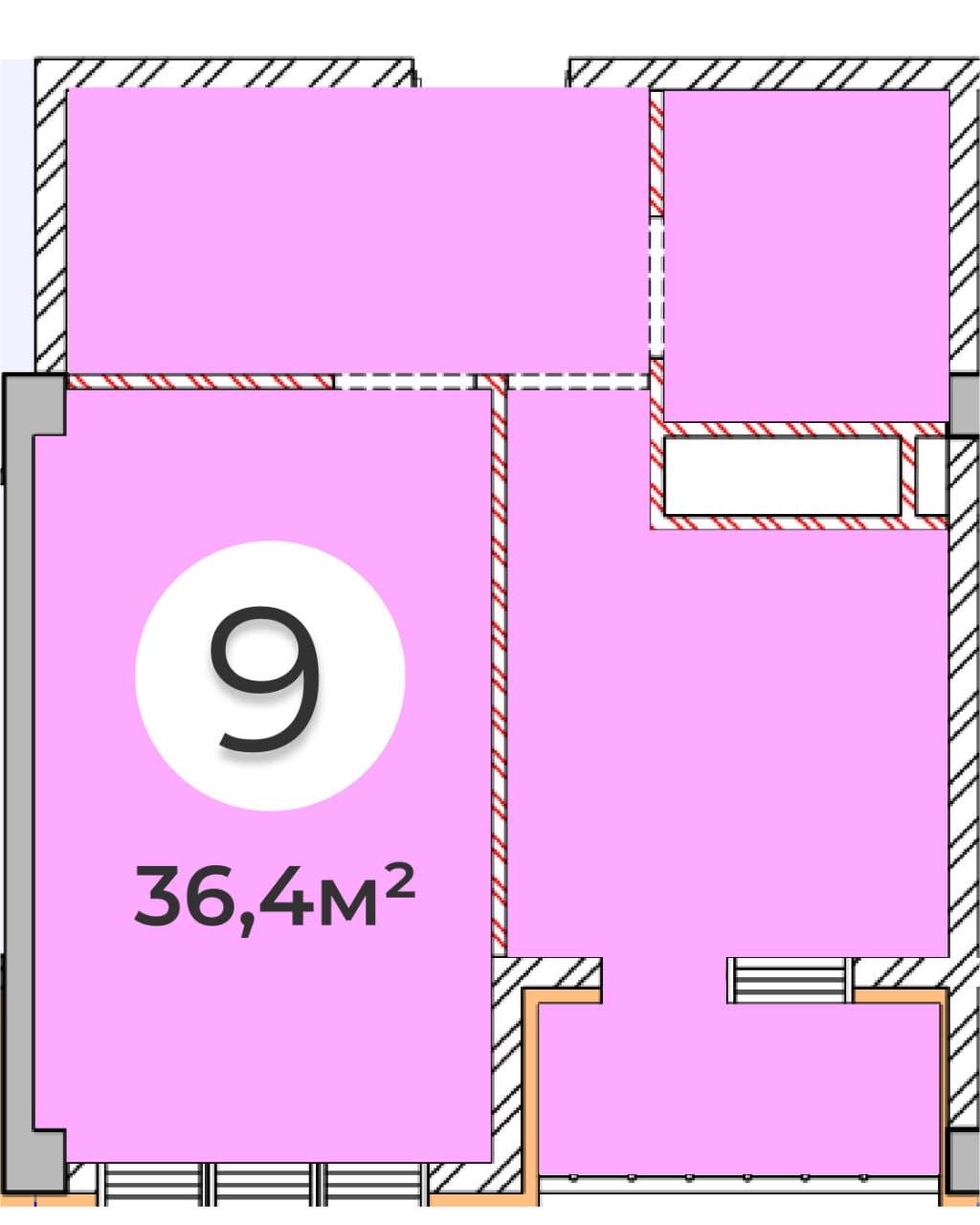 Планировка: 1-комнатная · 36,4 м²