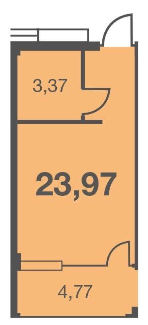 Планировка: Студия · 23,97 м²
