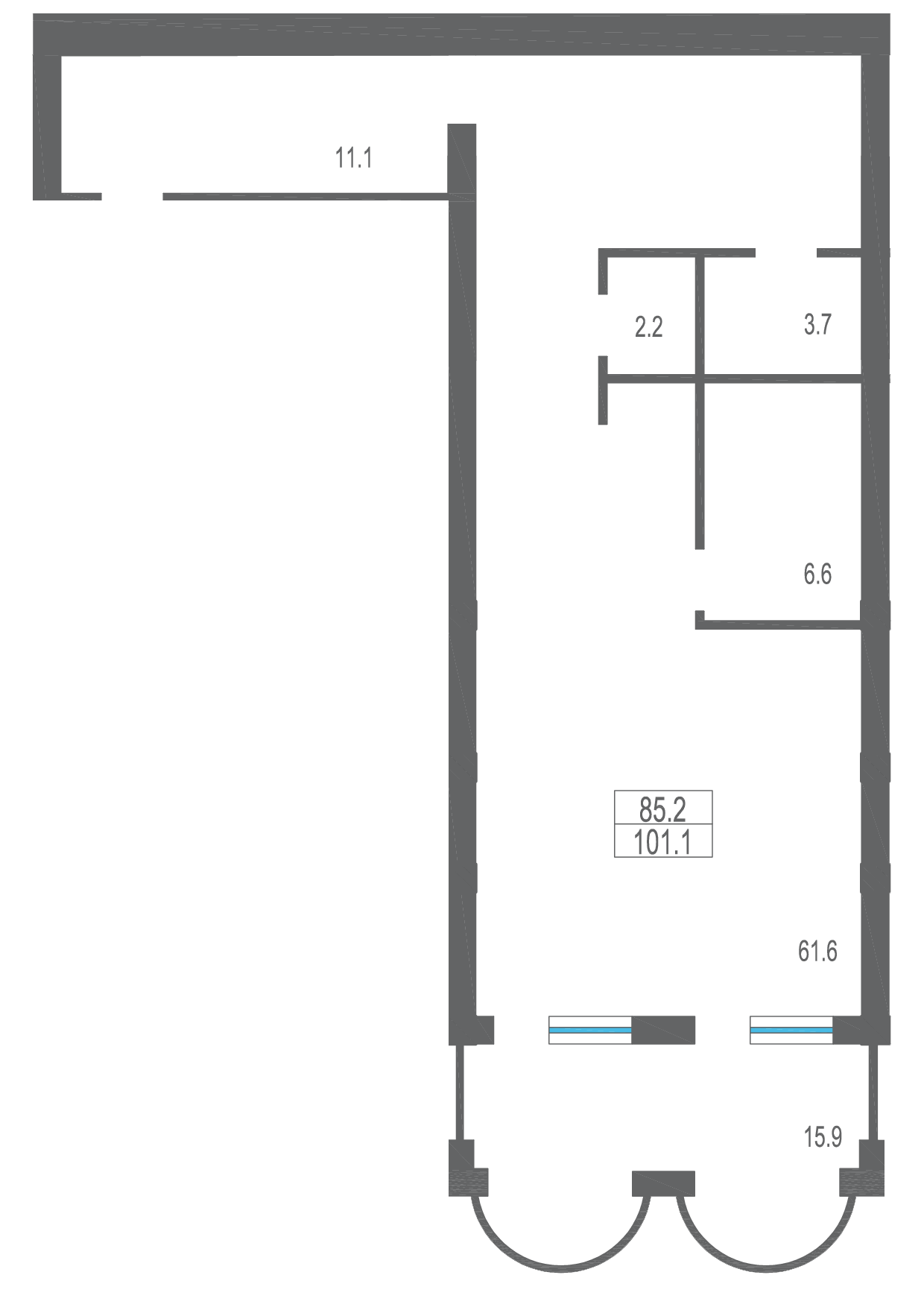 Планировка: Студия · 101,5 м²