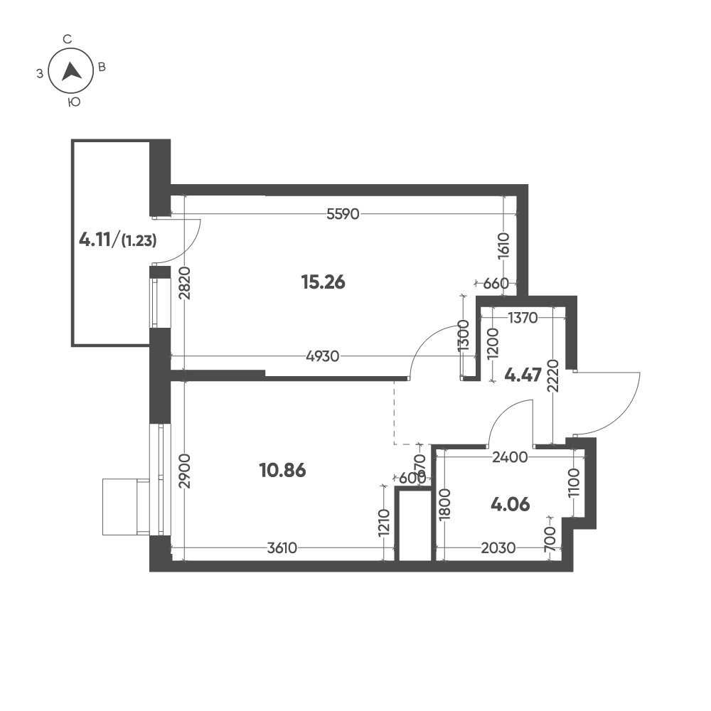 Планировка: Студия · 35,87 м²