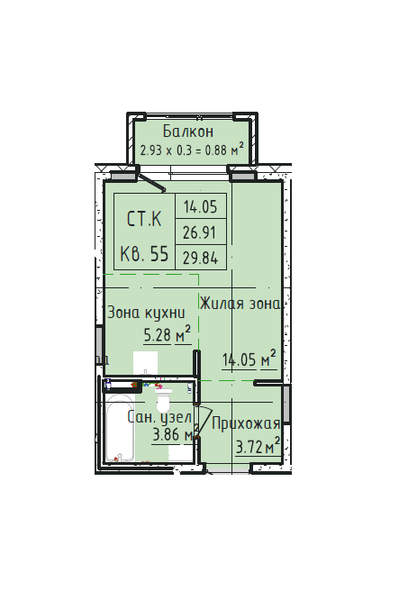 Планировка: Лот · 27,37 м²