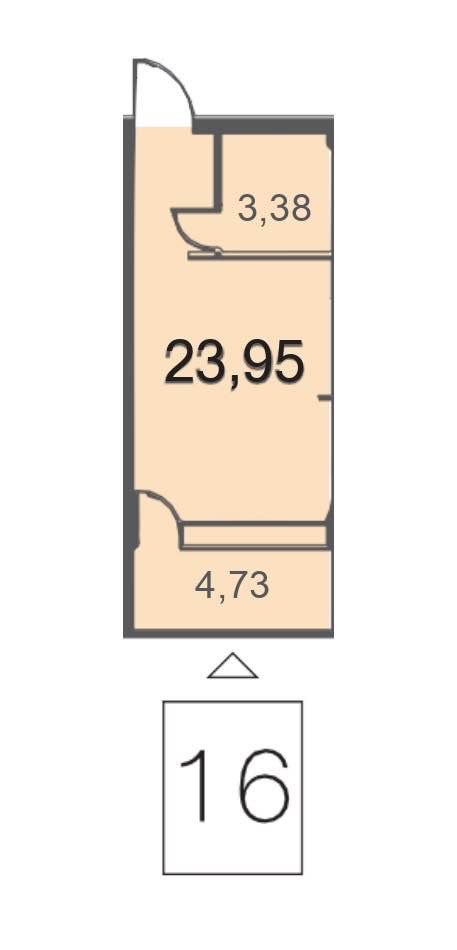 Планировка: Студия · 23,95 м²