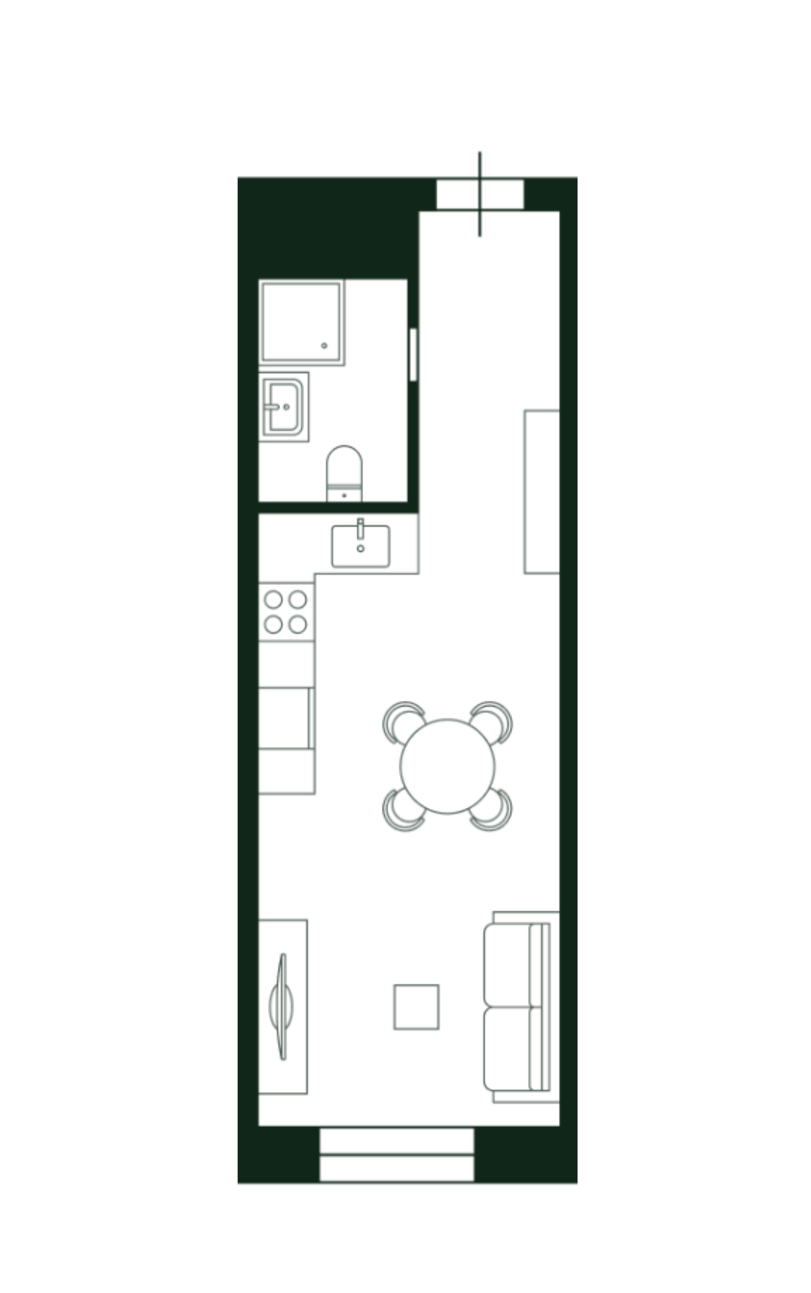 Планировка: Студия · 27,6 м²