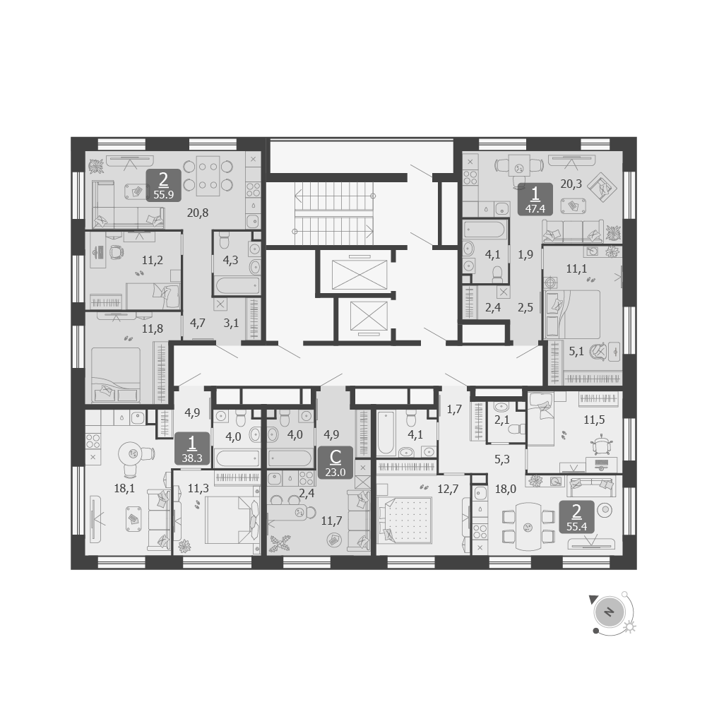 Планировка: Студия · 23 м²