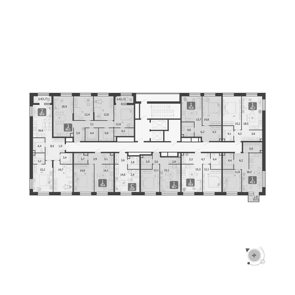 Планировка: 1-комнатная · 36,7 м²