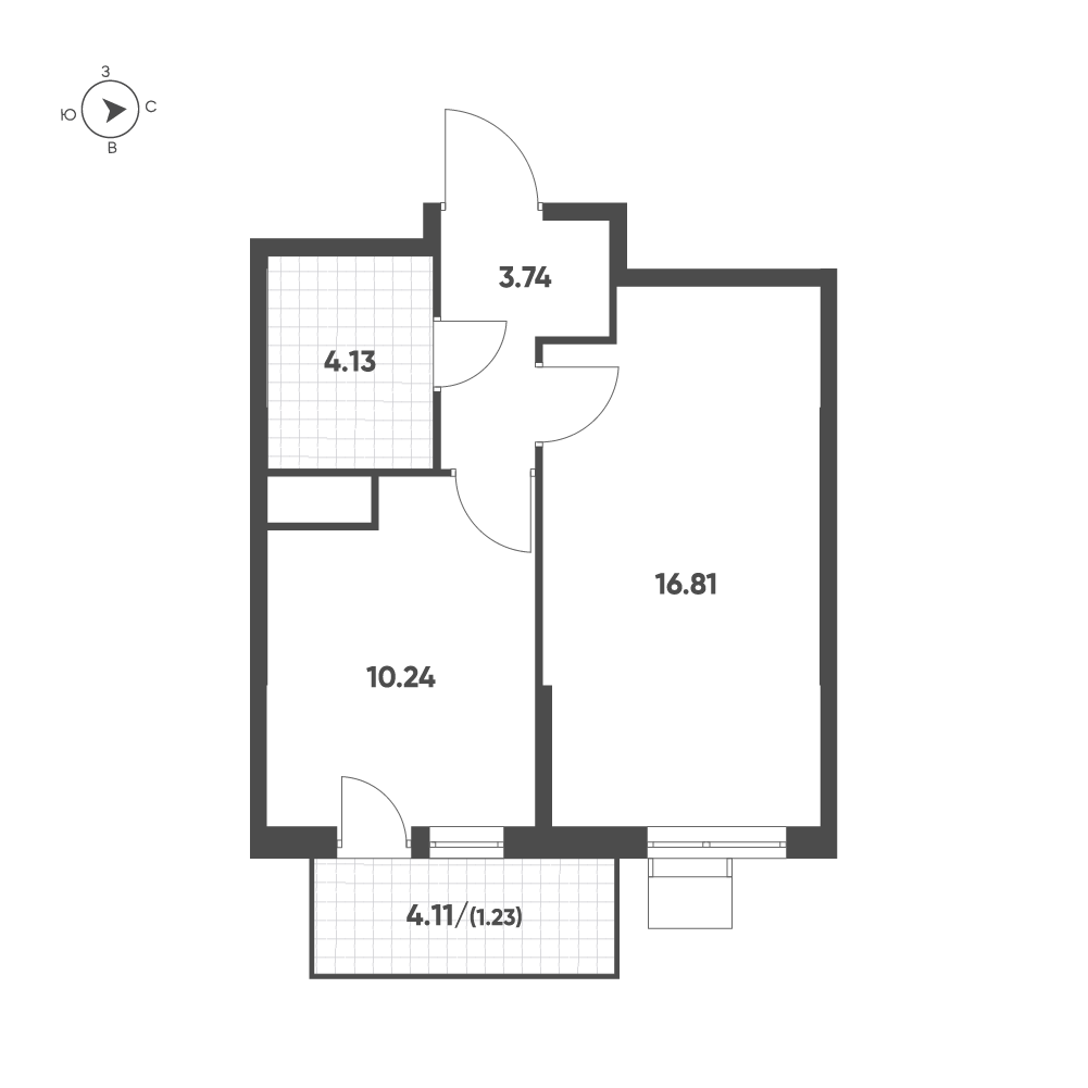 Планировка: Студия · 36,15 м²