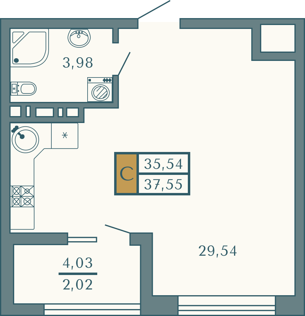 Планировка: Лот · 37,55 м²