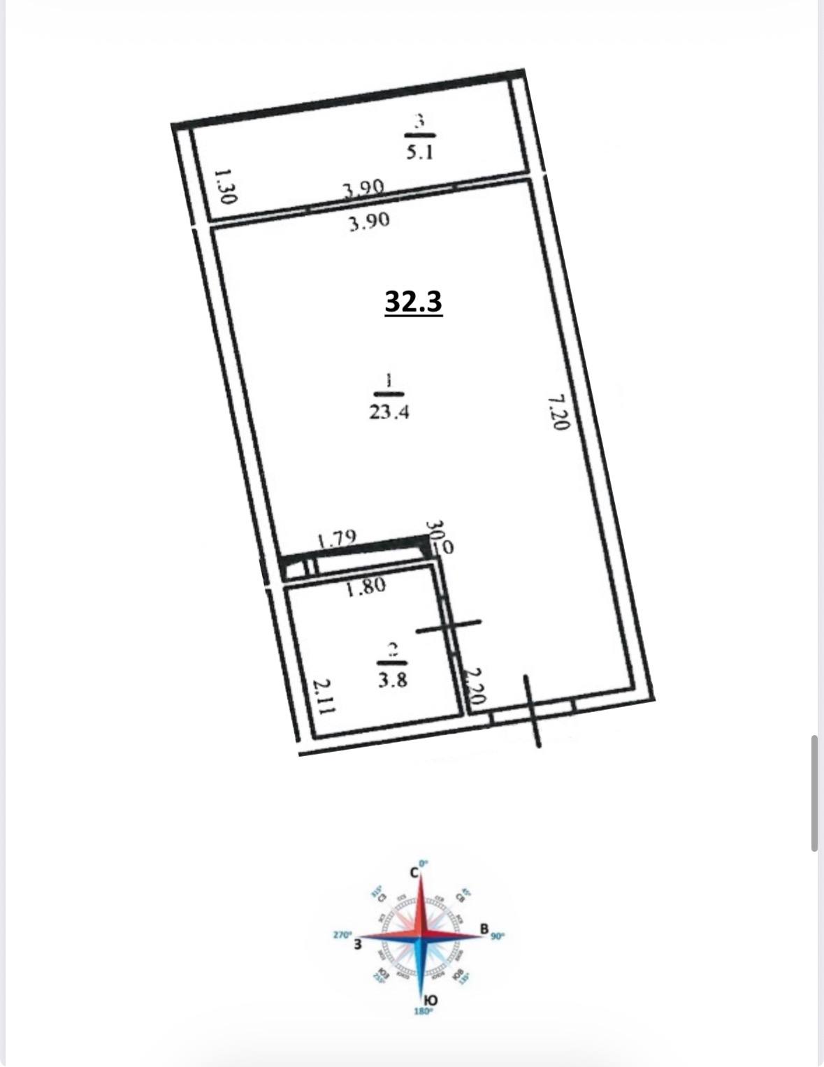 Планировка: 1-комнатная · 32,3 м²