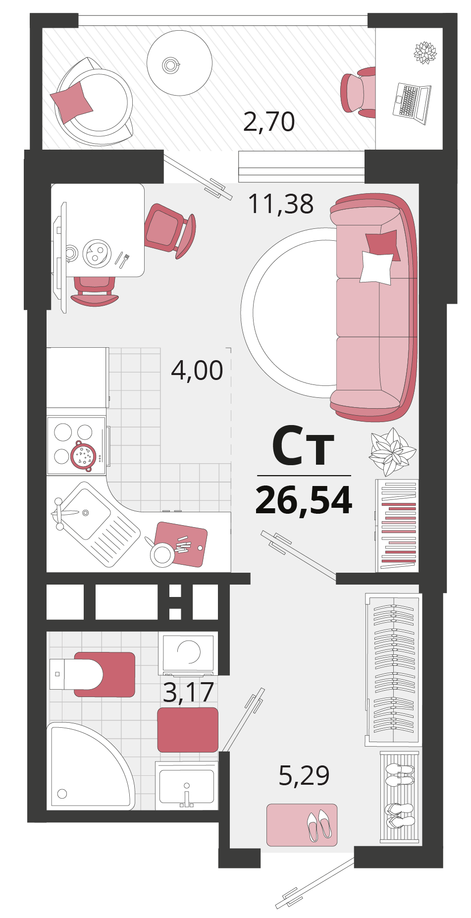 Планировка: Лот · 26,54 м²