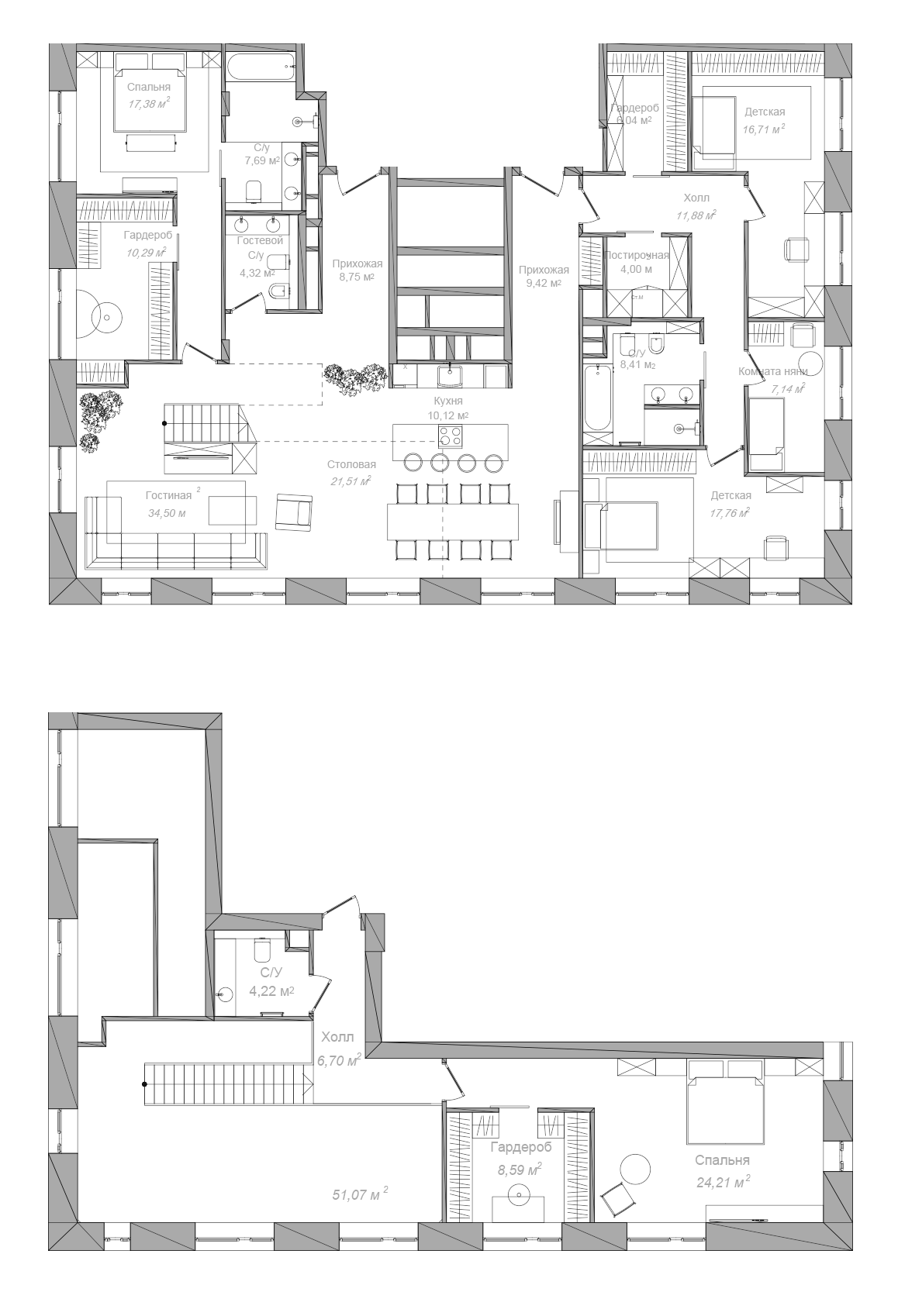 Планировка: Апартаменты · 229,8 м²