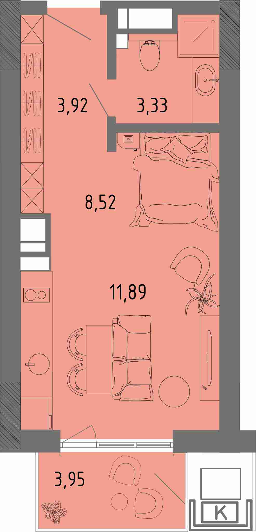 Планировка: Лот · 28,85 м²