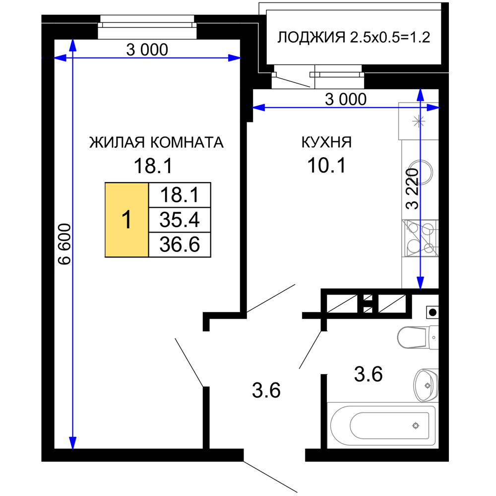 Планировка: Лот · 37,3 м²