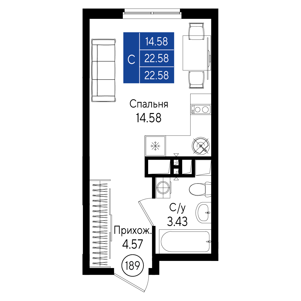 Планировка: Лот · 22,58 м²